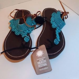 NWT Beaded Woman's Sandals Mizizi Ya Afrika Size 41
